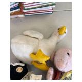 Plush stuffed vintage animal/dolls. eden and beatrix potter brand, duck, pig wig, pink round plush pig no tags.