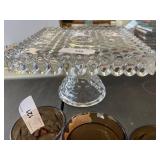 Fostoria square cake plate/stand