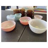 fire king anchor hocking mugs and bowls, 12 pieces