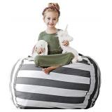 Creative QT Stuffed Animal Storage Bean Bag Chair - Kid Bean Bag Chair - Beanbag Cover - Stuffed Animal Holder - Beanbag Chair for Kids, Toddlers & Teens - Giant Bean Bag Cover (38" Grey/White Str