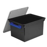 Storex Portable File Tote With Locking Handles, Letter/legal Files, 18.5" X 14.25" X 10.88", Black/silver
