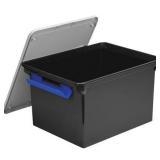 Storex Portable File Tote With Locking Handles, Letter/legal Files, 18.5" X 14.25" X 10.88", Black/silver