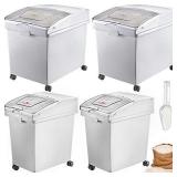 VEVOR Ingredient Bin, 10.5 Gallon and 6.6 Gallon Capacity Ingredient Storage Bin, PP Material Flour Bins On Wheels, White Shelf Ingredient Bin with Scoop, Commercial Storage Bins, 4 Pcs/Set