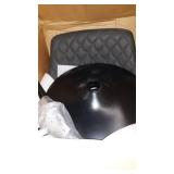 Armen Living Anibal Adjustable Height Swivel Grey Faux Leather and Black Metal Bar Stool