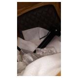 Armen Living Anibal Adjustable Height Swivel Grey Faux Leather and Black Metal Bar Stool