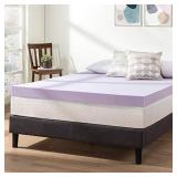 Best Price Mattress 4 Inch Ventilated Memory Foam Mattress Topper with Soothing Lavender Infusion, CertiPUR-US Certified, Queen
