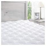 ExceptionalSheets Pillowtop Mattress Topper with Fitted Skirt - Extra Plush Mattress Pad Found in Marriott Hotels - Removable Pillowtop Mattress Pad - Made in The USA - King Size
