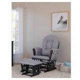 Storkcraft Swirl Hoop Glider and Ottoman Gray with Gray Swirl Cushions