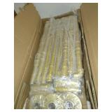 Industrial 6-Tiers Modern Ladder Shelf Bookcase ,Wood Storage Shelf,Display Shelving, Wall Mounted Wood Shelves(Gold)