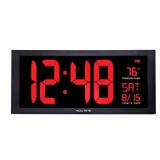 AcuRite Large 18 Digital LED Oversized Wall Clock with Date, Temperature and Fold-Out Stand, Inch, Red