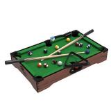 Mini Tabletop Pool Set- Billiards Game Includes Game Balls, Sticks, Chalk, Brush and Triangle-Portable and Fun for the Whole Family by Hey! Play!, green, 12.2x20.2x3.5, (15-3152)