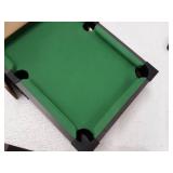 Mini Tabletop Pool Set- Billiards Game Includes Game Balls, Sticks, Chalk, Brush and Triangle-Portable and Fun for the Whole Family by Hey! Play!, green, 12.2x20.2x3.5, (15-3152)