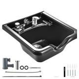 Happybuy Black Shampoo Bowl ABS Plastic Spa Sink Beauty Salon Equipment for Hair Stylists
