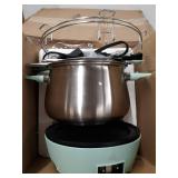 Dash Deluxe Stainless Steel Fondue Maker with Temperature Control, Fondue Forks, Cups, and Rack, with Recipe Guide Included, 3-Quart, Non-Stick Aqua