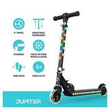 Jetson Electric Bike Jupiter Folding Kick Scooter, LED Light-Up, Adjustable Handle Bar, for Kids Ages 5+ , Black