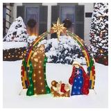 Lighted LED Nativity Holy Family Scene for Outdoor, Yard, Christmas - Lights Up 4 Piece Decoration Set