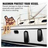 Mophorn Boat Fenders 10 x 28 inches, Vinyl Boat Fender Pack of 4, Ribbed Twin Eyes Boat Bumpers Black and Pump to Inflate