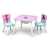 Delta Children Kids Table and Chair Set With Storage (2 Chairs Included) - Ideal for Arts & Crafts, Snack Time, Homeschooling, Homework & More, Trolls World Tour