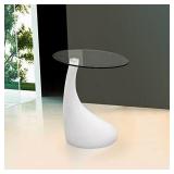 Fab Glass and Mirror Side Coffee Table, 18 in, White