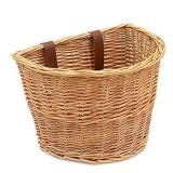 ProsourceFit Wicker Front Handlebar Bike Basket Cargo , light brown, 13 by 9 by 10.5 inches
