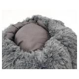 Bedsure Calming Dog Bed for Small Dogs - Donut Washable Small Pet Bed, 23 inches Anti Anxiety Round Fluffy Plush Faux Fur Cat Bed, Fits up to 25 lbs Pets, Dark Grey