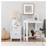 EZ Home Solutions FFR101WH01 Foldable Furniture 2 Drawer Night Stand, 22 x 16 x 19", White