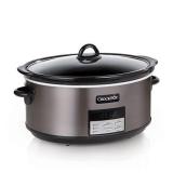 Crock Pot Slow Cooker|8 Quart Programmable Slow Cooker with Digital Countdown Timer, Black Stainless Steel - SCCPVFC800-DS