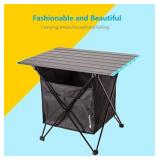 ZIHANLOY Foldable Outdoor Aluminum Alloy Camping Table, Camping Table with Bag, MultiPurpose Aluminum Table, Suitable for Picnics, Barbecues, Parties, Etc. Medium, Black
