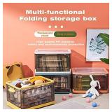 JIARIOME Collapsible Storage Bins with Lids-Folding Plastic Stackable Storage Bins with Lids Plastic Collapsible Storage with Double Door, Large Stackable Folding Crates 53 L, 1 Count (Yellow)