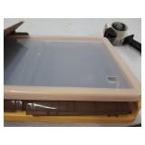 JIARIOME Collapsible Storage Bins with Lids-Folding Plastic Stackable Storage Bins with Lids Plastic Collapsible Storage with Double Door, Large Stackable Folding Crates 53 L, 1 Count (Yellow)