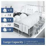 Kitsure Dish Drying Rack, Large Kitchen Dish Rack and Drainboard Set with Easy Installation, Durable Stainless Steel Dish Rack for Counter with Drainage and Anti-Slip Silicone Caps