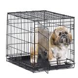 New World 24" Folding Metal Dog Crate, Includes Leak-Proof Plastic Tray; Dog Crate Measures 24L x 18W x 19H Inches, For Small Dog Breed