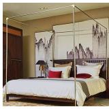 Mengersi Canopy Bed Frame Post King Size Stainless Steel 4 Corner Bed Mosquito Net Frame Bracket Fit for Metal Bed Wood Bed