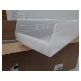 Akro-Mils 30164 Plastic Nesting Shelf Bin Box, (24-Inch x 6-1/2-Inch x 4-Inch), Clear, (6-Pack)