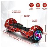 Emaxusa Hoverboard With Bluetooth Self Balancing Hoverboard For Adults 6.5 Two-Wheeled Speaker Bluetooth Hoverboard With LED Lights Hoverboard Scooter For Kids Age 6-12 Meet UL2272 Standards (Red)