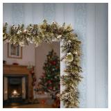 National Tree Company Artificial Christmas Garland, Green, Glittery Pine, Decorated With Pine Cones, Frosted Branches, Christmas Collection, 6 Feet