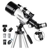 Telescope 70mm Aperture 500mm - for Kids & Adults Astronomical refracting Portable Telescopes AZ Mount Fully Multi-Coated Optics, with Tripod Phone (White)
