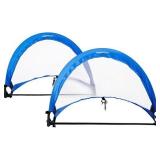 Amazon Basics Pop-Up Soccer Goal Net Set with Carrying Case - 2.5 Feet, Blue