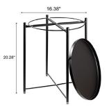 danpinera End Table, Side Table Metal Waterproof Small Coffee Table Sofa Side Table with Round Removable Tray for Living Room Bedroom Balcony and Office (Black)