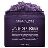 Lavender Oil Body Scrub Exfoliator with Shea Butter and Grapefruit Oil by Majestic Pure - Exfoliate & Moisturize Skin, Fights Acne - 10 oz