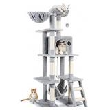 rabbitgoo Cat Tree Cat Tower 61" for Indoor Cats, Multi-Level Cat Condo with Hammock & Scratching Posts for Kittens, Tall Cat Climbing Stand with Plush Perch & Toys for Play Rest