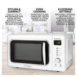 Nostalgia CLMO7WH Classic Retro 0.7 Cu. Ft. 700-Watt Countertop Microwave Oven With LED Display, 5 Power Levels, 8 Cook Settings, White