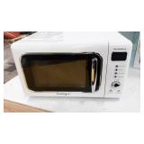 Nostalgia CLMO7WH Classic Retro 0.7 Cu. Ft. 700-Watt Countertop Microwave Oven With LED Display, 5 Power Levels, 8 Cook Settings, White