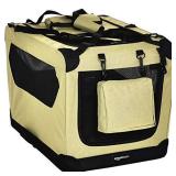Amazon Basics Folding Portable Soft Pet Dog Crate Carrier Kennel - 26 x 18 x 18 Inches, Khaki