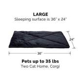 Furhaven Pet Bed for Dogs and Cats - ThermaNAP Quilted Faux Fur Self-Warming Thermal Cushion Bed Pad for Crates or Kennels, Washable, Black, Large