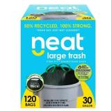 Neat Tall Kitchen 30 Gallon Drawstring Trash Bags - (MEGA 120 Count) - Triple Ply Fortified, Eco-Friendly 50% Recycled Material, Neutralize+ Odor Technology, Reversible Black and White Garbage Bags