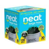 Neat Tall Kitchen 30 Gallon Drawstring Trash Bags - (MEGA 120 Count) - Triple Ply Fortified, Eco-Friendly 50% Recycled Material, Neutralize+ Odor Technology, Reversible Black and White Garbage Bags