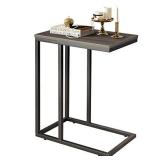 WLIVE Snack Side Table, C Shaped End Table for Sofa Couch and Bed, Gray