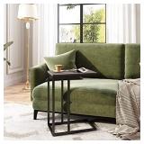 WLIVE Snack Side Table, C Shaped End Table for Sofa Couch and Bed, Gray