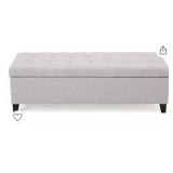 Christopher Knight Home Mission Fabric Storage Ottoman, Light Grey